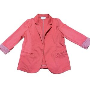 Skies Are Blue Asa Coral Knit Blazer Women's Small Open Front‎ 3/4 Sleeve